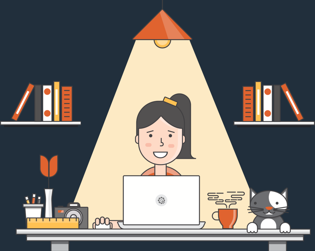 Cyber Chick at work in the dark